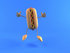 #47088 Royalty-Free (RF) Illustration Of A 3d Hot Dog With Mustard Mascot Jumping - Version 4 by Julos