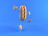 #47090 Royalty-Free (RF) Illustration Of A 3d Hot Dog With Mustard Mascot Jumping - Version 3 by Julos