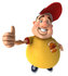 #47092 Royalty-Free (RF) Illustration Of A 3d Fat Burger Boy Mascot Holding His Thumb Up - Version 1 by Julos