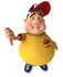 #47096 Royalty-Free (RF) Illustration Of A 3d Fat Burger Boy Mascot Holding His Thumb Down by Julos