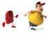 #47098 Royalty-Free (RF) Illustration Of A 3d Fat Burger Boy Mascot Running From A Red Scale by Julos