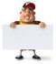 #47105 Royalty-Free (RF) Illustration Of A 3d Fat Burger Boy Mascot Standing With A Blank Sign by Julos