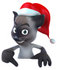 #47444 Royalty-Free (RF) Illustration Of A 3d Siamese Cat Mascot Pointing Down To And Standing Behind A Blank Sign by Julos
