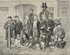 #47450 Royalty-Free Stock Illustration Of D.L. Moody And J.V. Farwell Standing Behind A Group Of 14 Boys On A Street In Front Of A Building by JVPD
