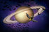#47453 Royalty-Free Stock Illustration Of A Bat Winged Spacecraft Circling Around Saturn And A Swarm Of Bats In Space by JVPD