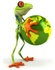 #47461 Royalty-Free (RF) Illustration Of A 3d Tree Frog Holding The Earth - Pose 2 by Julos