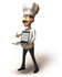 #47800 Royalty-Free (RF) Illustration Of A 3d Gourmet Chef Mascot Holding A Laptop - Version 4 by Julos