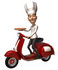 #47802 Royalty-Free (RF) Illustration Of A 3d White Chef Man Mascot Delivering A Pizza On A Scooter by Julos