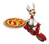 #47843 Royalty-Free (RF) Illustration Of A 3d Gourmet Chef Mascot Delivering Pizza On A Scooter - Version 5 by Julos