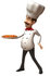 #47886 Royalty-Free (RF) Illustration Of A 3d Gourmet Chef Mascot Serving A Pizza Pie - Version 2 by Julos
