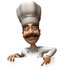 #47891 Royalty-Free (RF) Illustration Of A 3d Gourmet Chef Mascot Standing Behind A Blank Sign - Version 3 by Julos