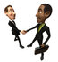 #48088 Royalty-Free (RF) Illustration Of 3d White And Black Businessmen Shaking Hands - Version 3 by Julos