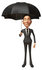 #48165 Royalty-Free (RF) Illustration Of A 3d White Collar Businessman Mascot Standing Under An Umbrella - Version 1 by Julos
