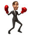 #48175 Royalty-Free (RF) Illustration Of A 3d White Collar Businessman Mascot Boxing - Version 3 by Julos