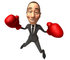 #48192 Royalty-Free (RF) Illustration Of A 3d White Collar Businessman Mascot Boxing - Version 2 by Julos