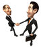 #48217 Royalty-Free (RF) Illustration Of A 3d White Collar Businessman Mascot Shaking Hands With A Colleague - Version 3 by Julos