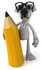 #48294 Royalty-Free (RF) Illustration Of A 3d Jack Russell Terrier Dog Mascot With A Pencil - Pose 1 by Julos