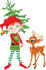 #48345 Clip Art Illustration Of A Cute Elf Carrying A Xmas Tree And Standing By Rudolph by pushkin