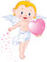 #48455 Clip Art Illustration Of A Cute Blond Boy Angel With Pink Hearts by pushkin