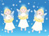 #48463 Clip Art Illustration Of Three Singing Angels With Snowflakes On Blue by pushkin