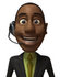 #48542 Royalty-Free (RF) 3d Illustration Of A Black Businessman Mascot Smiling And Wearing A Headset - Version 1 by Julos