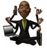 #48586 Royalty-Free (RF) 3d Illustration Of A Black Businessman Mascot Multi Tasking - Version 1 by Julos