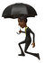 #48594 Royalty-Free (RF) 3d Illustration Of A Black Businessman Mascot Walking Under An Umbrella by Julos