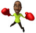 #48624 Royalty-Free (RF) Illustration Of A 3d Black Man Mascot Boxing - Version 5 by Julos