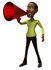 #48644 Royalty-Free (RF) Illustration Of A 3d Black Man Mascot Speaking Through A Megaphone - Version 1 by Julos