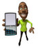#48646 Royalty-Free (RF) Illustration Of A 3d  Black Man Mascot Holding A Cell Phone - Version 4 by Julos