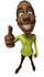 #48654 Royalty-Free (RF) Illustration Of A 3d Black Man Mascot Giving The Thumbs Up by Julos