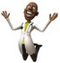 #48716 Royalty-Free (RF) 3d Illustration Of A Happy Black Male Doctor Leaping Into The Air - Version 1 by Julos