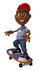 #48876 Royalty-Free (RF) Illustration Of A 3d Black Boy Skateboarding - Version 2 by Julos