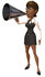 #48884 Royalty-Free (RF) Illustration Of A 3d Black Businesswoman Using A Megaphone - Version 1 by Julos