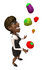 #48895 Royalty-Free (RF) Illustration Of A 3d Black Businesswoman Juggling Veggies - Pose 2 by Julos