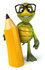#49420 Royalty-Free (RF) Illustration Of A 3d Green Turtle Mascot Holding A Pencil - Version 1 by Julos