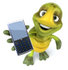 #49459 Royalty-Free (RF) Illustration Of A 3d Green Turtle Mascot Holding A Cell Phone by Julos