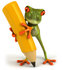 #49517 Royalty-Free (RF) Illustration Of A 3d Red Eyed Tree Frog Carrying A Large Yellow Pencil - Version 2 by Julos