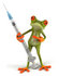 #49526 Royalty-Free (RF) Illustration Of A 3d Red Eyed Tree Frog Carrying A Flu Vaccine Syringe by Julos