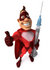 #49566 Royalty-Free (RF) Illustration Of A 3d Red Superhero Holding A Swine Flu H1N1 Syringe by Julos