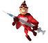 #49567 Royalty-Free (RF) Illustration Of A 3d Red Superhero Holding A Swine Flu Syringe by Julos