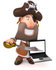 #49669 Royalty-Free (RF) Illustration Of A 3d Pirate Character Holding A Laptop - Pose 2 by Julos
