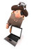 #49671 Royalty-Free (RF) Illustration Of A 3d Pirate Character With A Laptop - Version 1 by Julos