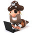 #49676 Royalty-Free (RF) Illustration Of A 3d Pirate Using  A Laptop - Pose 2 by Julos