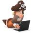 #49677 Royalty-Free (RF) Illustration Of A 3d Pirate With A Laptop - Version 2 by Julos