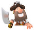#49680 Royalty-Free (RF) Illustration Of A 3d Pirate Holding His Sword Over A Blank Sign by Julos