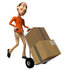 #49741 Royalty-Free (RF) Illustration Of A 3d White Man Moving Boxes On A Dolly - Version 2 by Julos