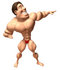#49789 Royalty-Free (RF) Illustration Of A 3d Bodybuilder Mascot Holding One Arm Out - Version 1 by Julos