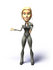 #49802 Royalty-Free (RF) Illustration Of A 3d Blond Businesswoman Mascot Presenting With One Arm - Version 3 by Julos