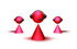 #49819 Royalty-Free (RF) Illustration Of A Group Of Three 3d Pink Avatar Customer Service Characters by Julos